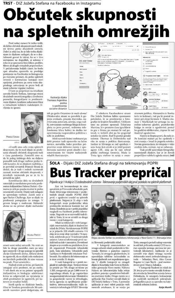 Občutek skupnosti na spletnih omrežji Primorski Dnevnik