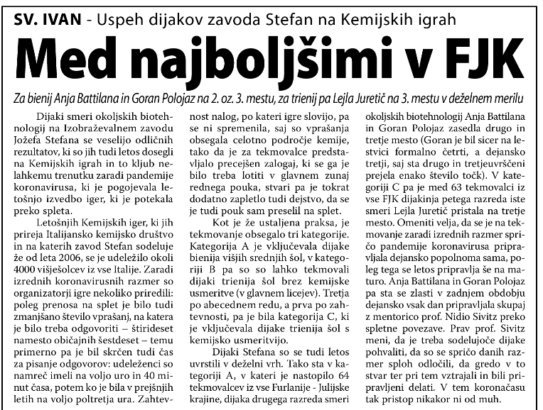 Jozef Stefan članek Primorski Dnevnikik